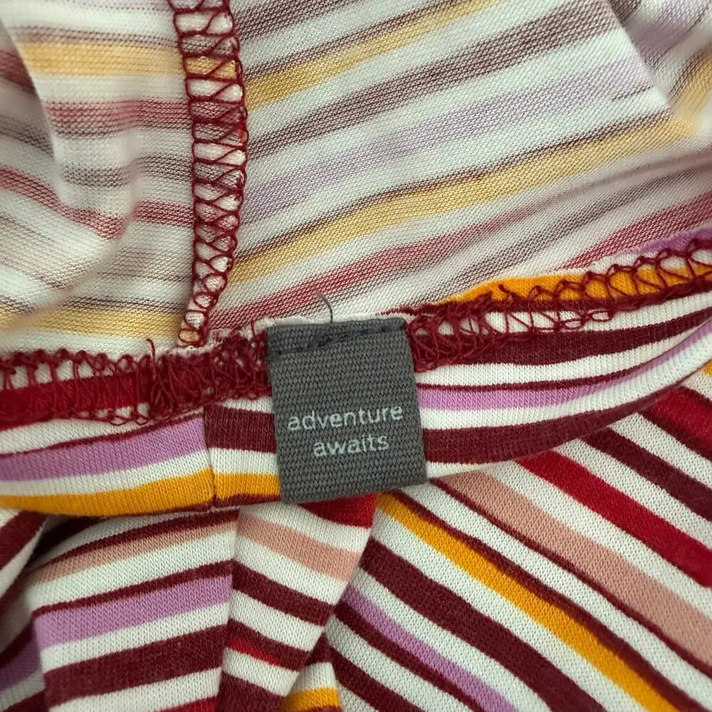 Title Nine Breeze Dress stripe red yellow pink white double V neck